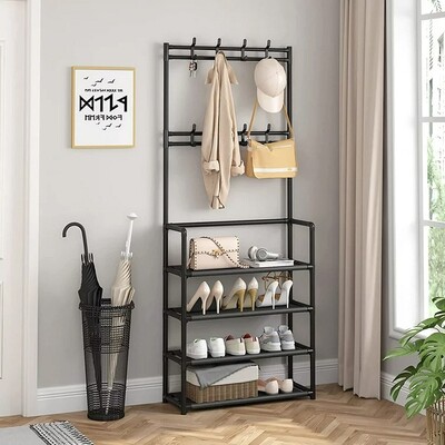 4 Floor Coat Hanger & Shoe Rack 